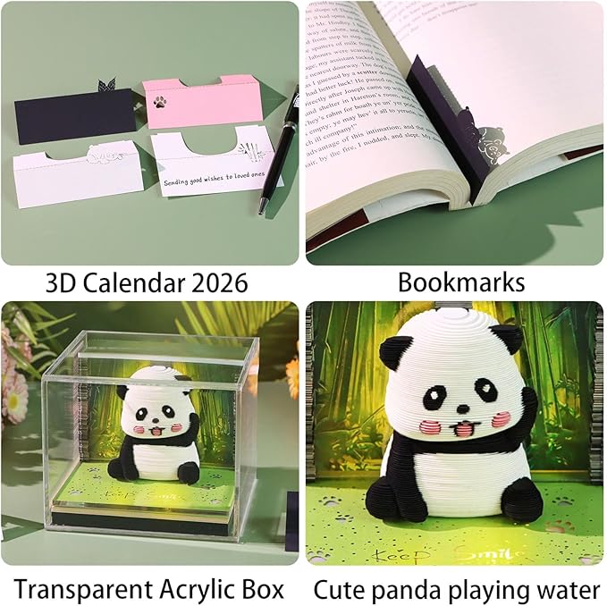 3D Timepiece Calendar 2026 Paper Art Memo Pad with LED Light – Tear-Away Desk Calendar for Record, Planner & Habit Tracker, Bookmark, Gift & Decorative Office Decor