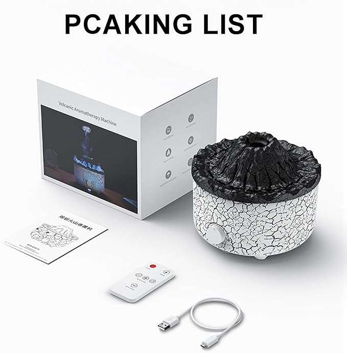 Aromatherapy Essential Oil Diffuser, 560ml Ultrasonic Cool Mist Diffuser/Humidifier with Flame & Volcano 2 Mist Mode, for Bedroom,Office,Home, Auto Shut-Off, Remote Control, Gift (Blcak)