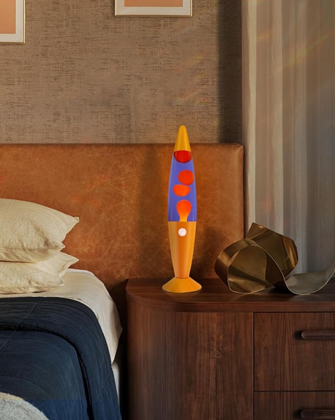 Liquid Motion Lamp 16" for Adults and Kids, Motion Lamp with Orange Wax in Purple Water for Home Living Room Office Bedroom Decor, Magma Mood Lamp Night Light Cool Gifts for Boys Girls Teens