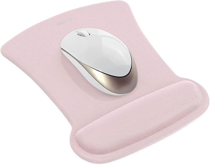 MOSISO Wrist Rest Support for Mouse Pad & Keyboard Set, Ergonomic Mousepad Non-Slip Base Home/Office Pain Relief & Easy Typing Cushion with Neoprene Cloth & Raised Memory Foam, Pink