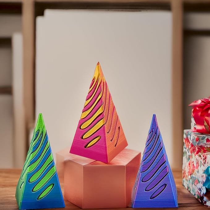 3 Packs Impossible Cone, Spiral Cone Fidget Toy 3D Printed Spiral Cone Toy, Pyramid Passthrough Sculpture, Mini Cones Pass Through Pyramid Fidget Toy for Stress and Anxiety Relaxing (3cone)