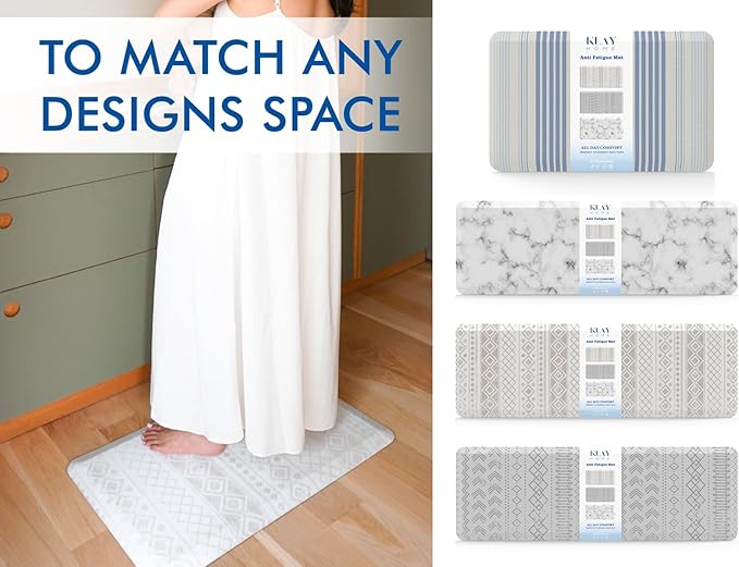 Klay Home Kitchen mats for Floor Anti Fatigue, 3/4" Thick 100% PU Memory Foam Kitchen mat, Padded Kitchen mat, Cushion Kitchen Sink Rug Waterproof Non-Slip Well-Made (Large Runner 20" x 60", Boho)