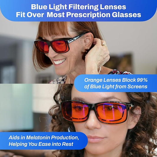 DefenderShield Premium Fit-Over Blue Light Blocking Glasses - Superior Blocking from Gaming PC & Cell Phone Screen Glare.