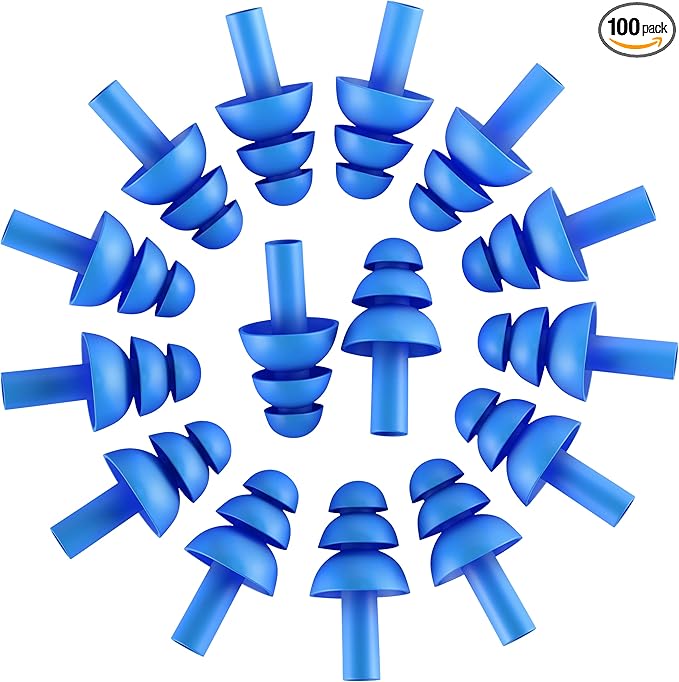 100 Pair Reusable Soft Silicone Ear Plugs Waterproof - Washable Ear Plugs for Swimming Music Concerts Construction Shooting Hunting Motor Sports Hunting Movie Ear Plugs for Sleeping Noise Cancelling