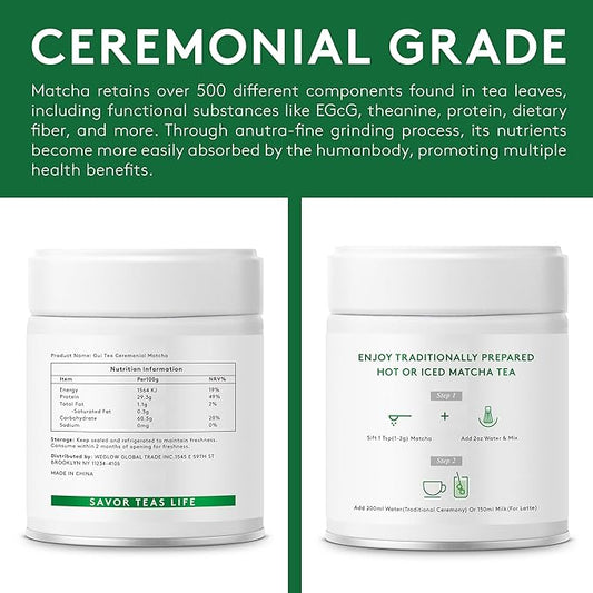 WEGLOW Organic Ceremonial Grade Matcha Powder - First Harvest Ceremonial Grade Matcha Green Tea Powder KOSHER & SGS Certified(30g/1.06oz)
