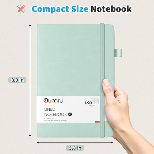 Oucaru Lined Journal Notebook, 4 Pack, 180 Pages, A5 Journals for Writing, 100 GSM Thick Paper, Small Notebooks Daily Journal for Women Men Work, Business, School, Travel Supplies