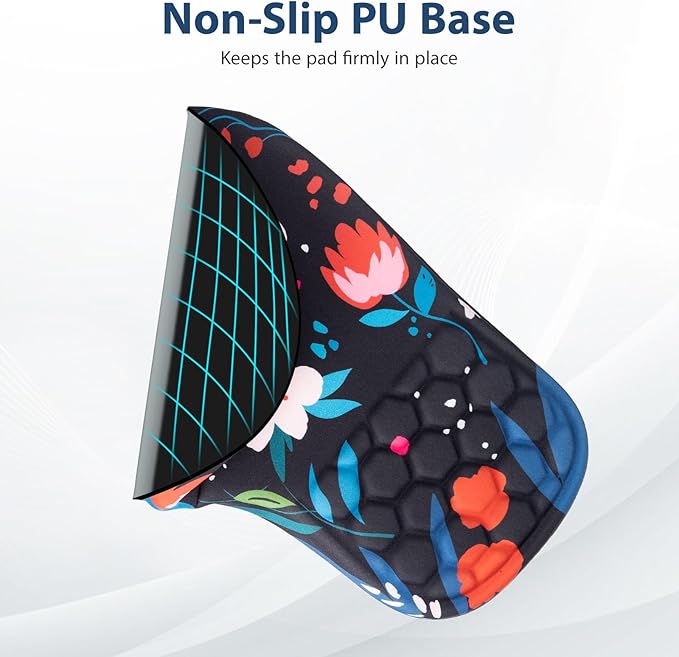 3 in 1 Ergonomic Mouse Pad and Keyboard Wrist Rest, Cute Mouse Pad with Wrist Support Massage Design, Non-Slip Wrist Pad for Mouse, Desk Mouse Set(Flower)