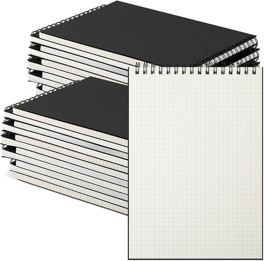 18 Pack Graph Paper Spiral Notepad A5 Top Wirebound Notepad Grid Notebook Steno Pads Memo Notebook Grid Paper 140 Pages for Writing Sketching Drawing Office Supplies (Black)