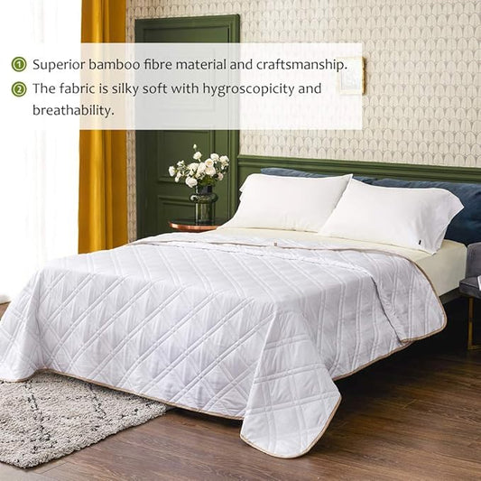 Dornroscn Cooling Viscose Made from Bamboo Weighted Blanket Queen Size Heavy Blanket 17Lbs 60"×80" Blnket for Adult 100% Rayon with Premium Glass Beads (White, 60"X80"| 17lbs)