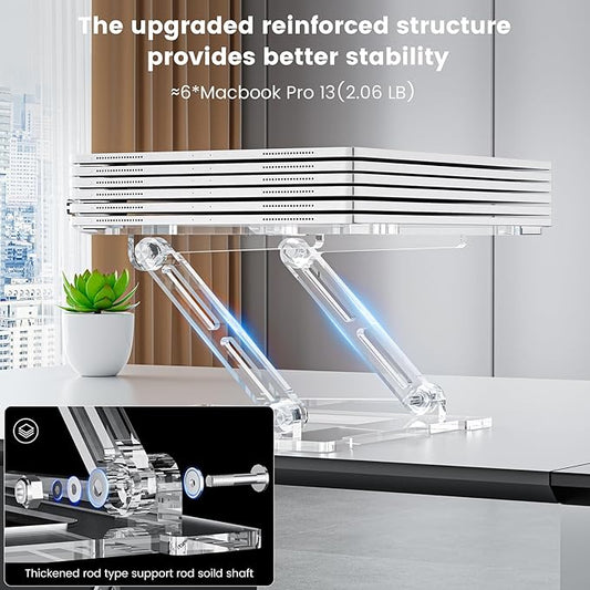 Laptop Stand for Desk, Portable Acrylic Laptop Riser, Ergonomic Adjustable Computer Stand Holder for Notebook MacBook Air Pro, Dell XPS, HP (10-17.3'')