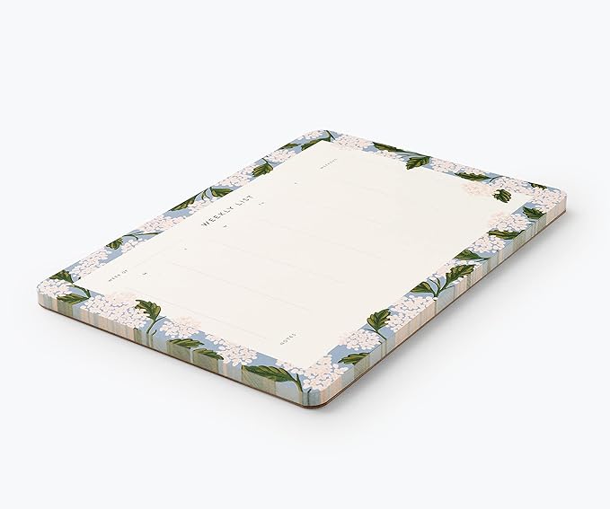 RIFLE PAPER CO. Hydrangea Weekly Desk Pad, 52 Tear-Off Pages, Doubles as a Mouse Pad, Helps You Map Out Your Week for a Whole Year, Printed in Full Color