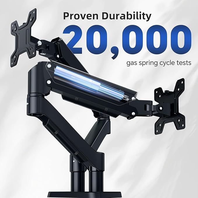 Dual Monitor Mount, Adjustable Monitor Desk Mount Swivel VESA Bracket with C Clamp, Computer Monitor Arms Up to 32 Inches, Hold Max 22lbs, Black