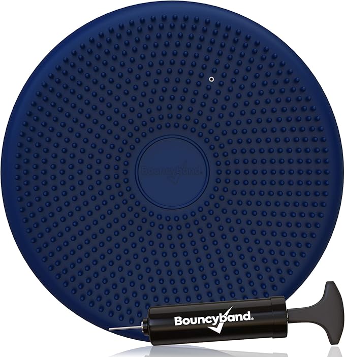 Bouncyband – Wiggle Seat – Blue, 13” D – Large Sensory Cushion for Kids Ages 6-18+ – Promotes Active Learning, Improves Student Productivity, Includes Easy-Inflation Pump