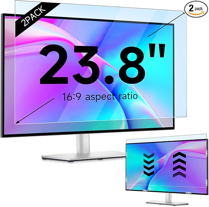 IPROKKO 【2 Pack】 23.8 inch Anti-Blue Light Monitor Screen Protector for 16:9 Widescreen,Removable Anti Glare Blue Light Blocking Screen Filter,LED PC Anti-UV Eye Protection Filter Film