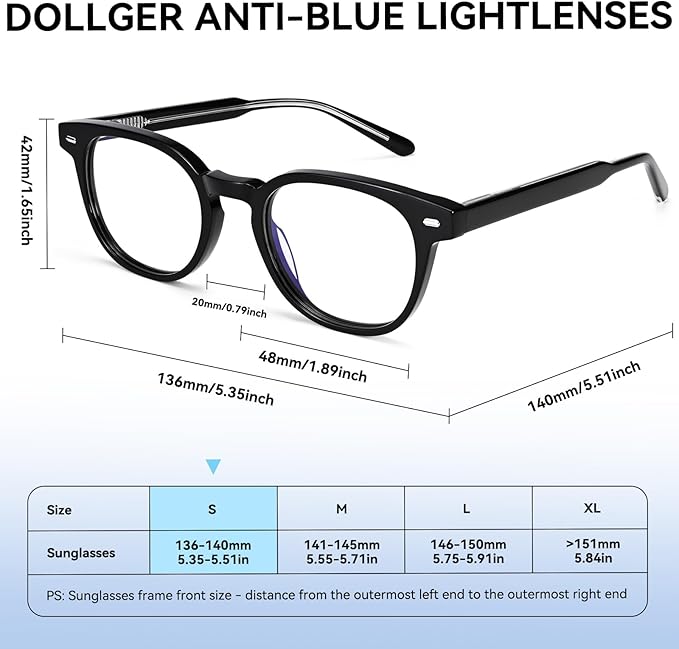 Dollger Blue Light Blocking Glasses For Woman Men Thick Square Frame Round Non-Prescription, For Computer,Work, TV,Gaming