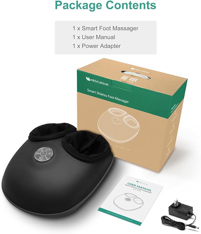 Medcursor Foot Massager with Heat, Shiatsu Deep Kneading Machine, Multi Air Compression Intensity, Smart APP Mobile Remote Control and Foot Massage Relax for Home and Office Use, Gifts for Women Mom