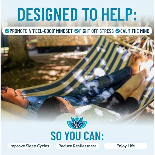 Stress Relief Supplement - Supports Mood & Mental Focus - Feel Calm and Relaxed - Eases Tension & Nervousness - Ashwagandha, GABA, Valerian & L-Theanine - 60 Capsules