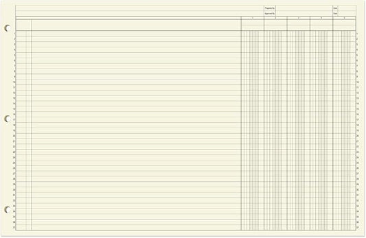 BookFactory Ledger Pad/Large 5 Column Accounting Ledger Columnar (Five Columns) Pads - 17'' x 11'', 50 Pages, Notepad Landscape Format (PAD-050-CLCPD3(17x11-Ledger-5)-AX)