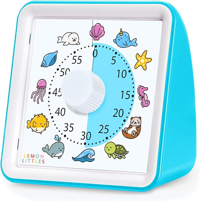 Visual Timer for Kids, Toddler, Autism, ADHD & Preschool Classroom - Animal Silent Countdown Timers - 60 Minute Productivity & Time Management Clock (Sea Creature)
