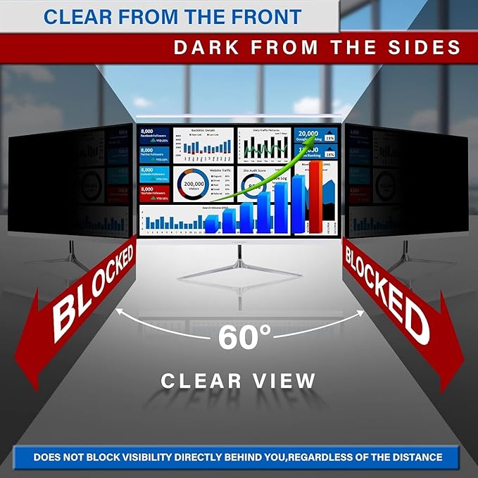 Computer Privacy Screen Filter for Screen Monitor - Premium Anti-Glare Computer Screen Cover - Scratch Resistant - UV & Blue Light Screen Protector (27 Inch)