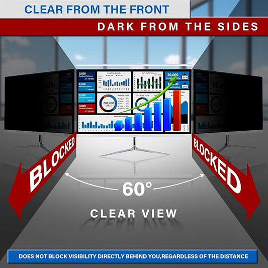 13.3" Computer Privacy Screen Filter for (16:10) Screen Monitor - Premium Anti-Glare Computer Screen Cover - Scratch Resistant - UV & Blue Light Screen Protector (Black-13.3)