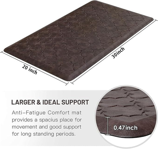 WISELIFE Kitchen Mat Cushioned Anti Fatigue Floor Mat,20"x32", Thick Non Slip Waterproof Kitchen Rugs and Mats,Heavy Duty Foam Standing Mat for Kitchen,Floor,Home,Desk,Sink, Brown
