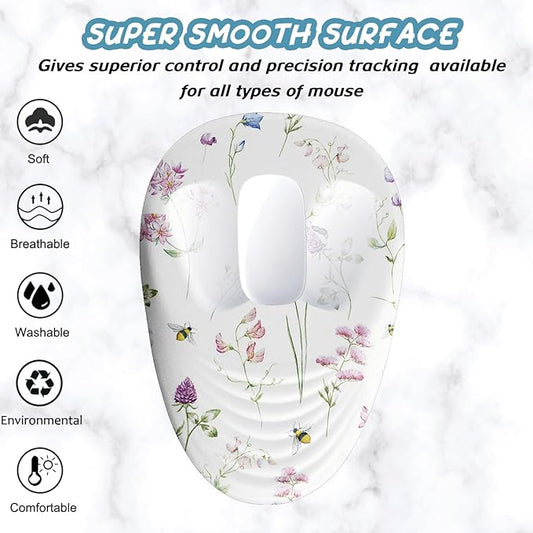 Floral Ergonomic Mouse Pad Wrist Support, Pretty Flowers Mouse Pad with Wrist Rest, Foam Massage Design & Non-Slip PU Base MousePads for Pain Relief, Desk, Office, Home