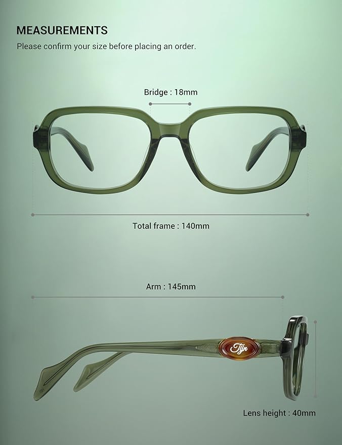 TIJN Vintage Inspired Blue Light Blocking Glasses, Modern Square Acetate Computer Screen Eye Glasses for Woman Men, AL01