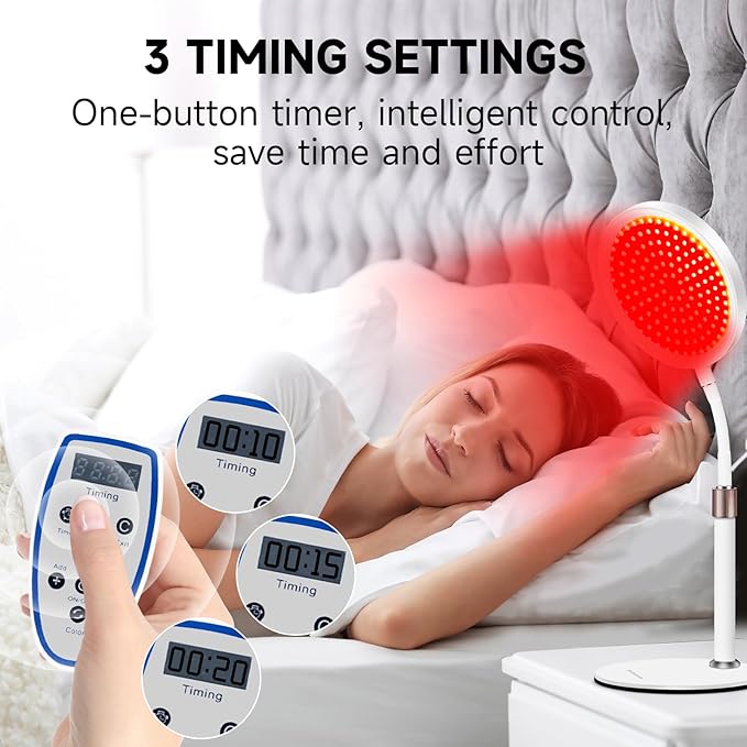 7 Color Red Light Therapy Lamp with Base, 100LEDs Deep Red Light Therapy Device for Face, Neck, Knee, Back