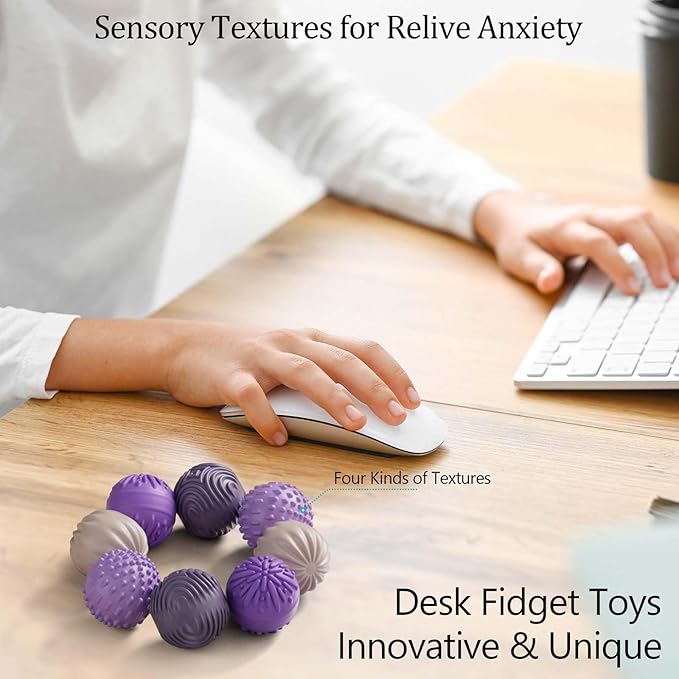 Silicone Magnetic Balls Fidget Toys for Adults & Teens,8PCS Stress Relief Sensory Toys for Autism ADHD Anxiety,Fun Textures Gadgets,Office Desk Toy,Stocking Stuffers for Men Women Teen Gifts