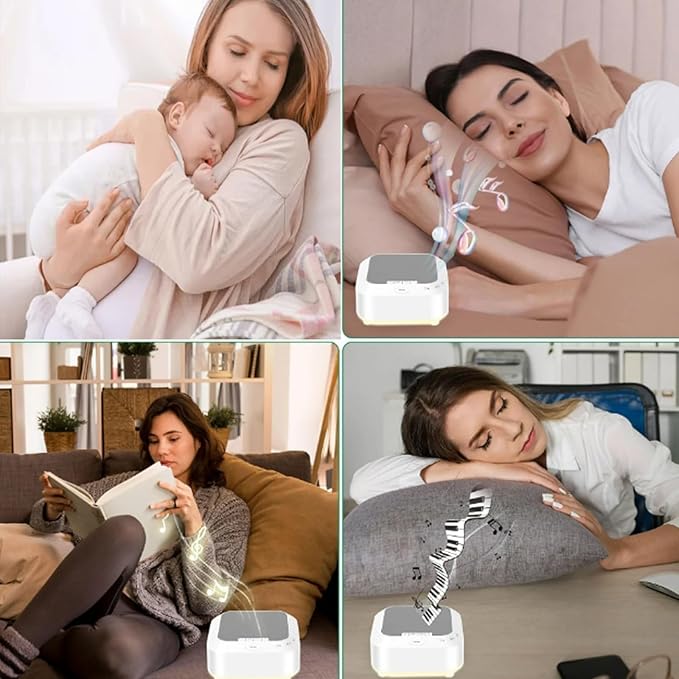 Ora Sound Machine Solfeggio Frequencies,White Noise Sound Machine,10 Soothing Sounds 3 Colors Night Light for Meditation,Sleeping,Yoga,3 Timer Modes (White, 10.9X10.5cm)