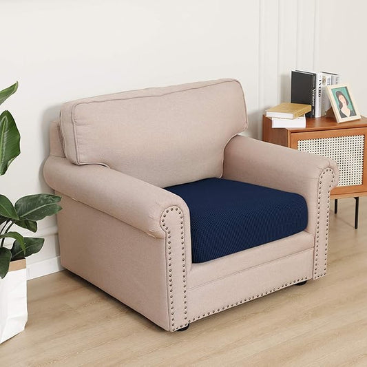 Easy-Going Stretch Chair Cushion Cover Sofa Cushion Furniture Protector Sofa Seat Sofa Slipcover Sofa Cover Soft Flexibility with Elastic Bottom(Chair Cushion, Navy)