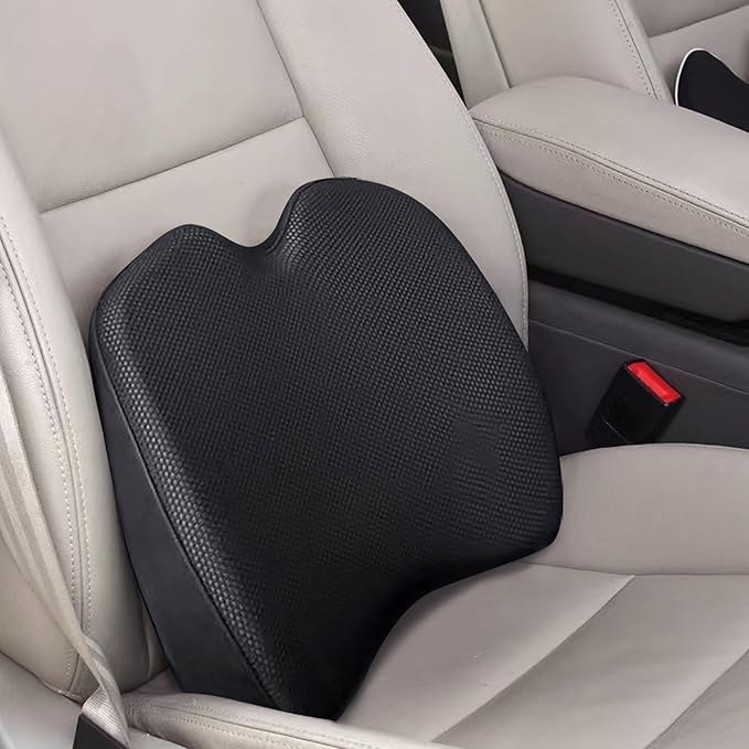 Super Soft Lumbar Support Pillow for Car, 100% Memory Foam Lumbar Pillow with Breathable Removable Cover, Ergonomic Design - Back Pillow Lumbar Support Pillow for Car Seat/Back Pain Relief(Black,1PC)