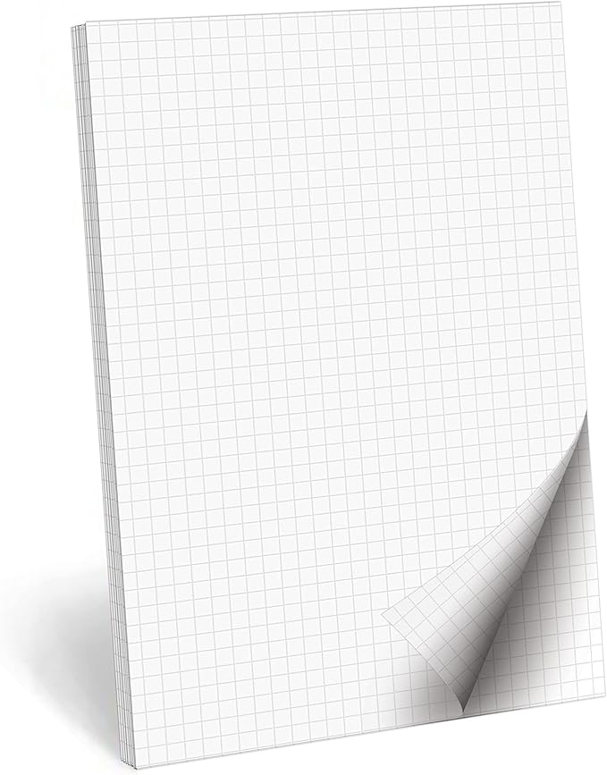 321Done Double Sided Graph Paper Notepad, 0.20 Grid, 5.5x8.5, Made in The USA, Quad Ruled Pad for Writing, Drawing, Sketching, Journaling, Planning (50 Sheets) Thick Paper, Squares on Both Sides