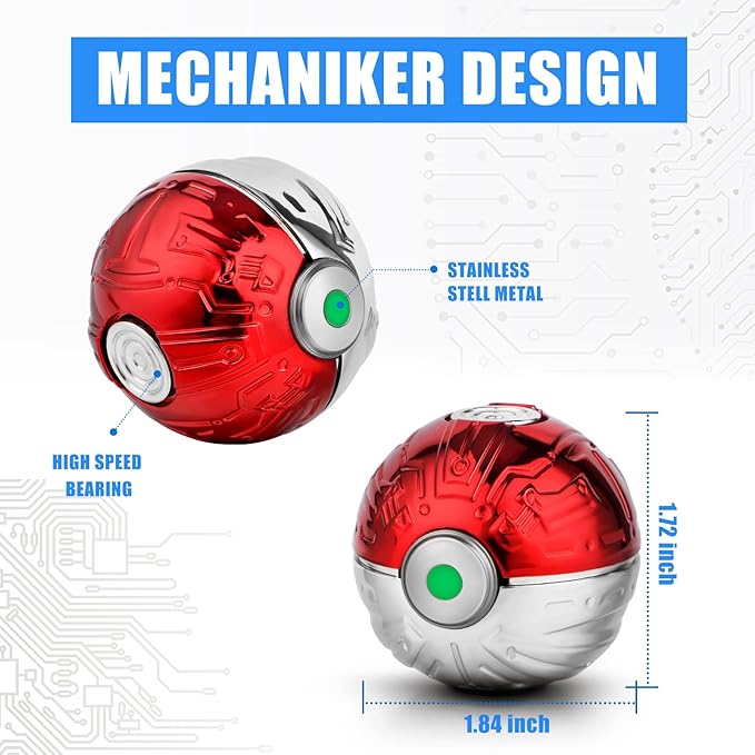 Luminous Fidget Spinner Fidget Sphere Metal Red Sensory Spinner Gyro Gadget, Novelty Handheld Gyro Sphere Toy, Desk Toy Stress Anxiety Relief Keep Clam Focus for Kid Adult