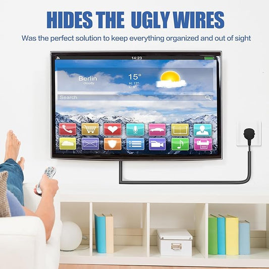 Floor Cable Cover, Low Profile Cable Hider for Wires, Self Adhesive Cord Hider for Wall, Cord Covers Wall Mounted Tv, for Offices, Gym, Exhibitions(Black, 3.3 Feet)