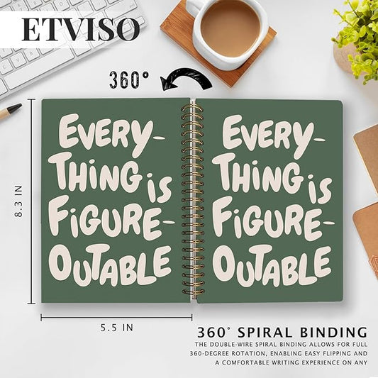 Everything is Figureoutable Inspirational Notebook, Motivational Journals for Women Men, Positivity Journal, Positive Affirmations Quote Hardcover Spiral Notebooks 5.5x8.3 Inch