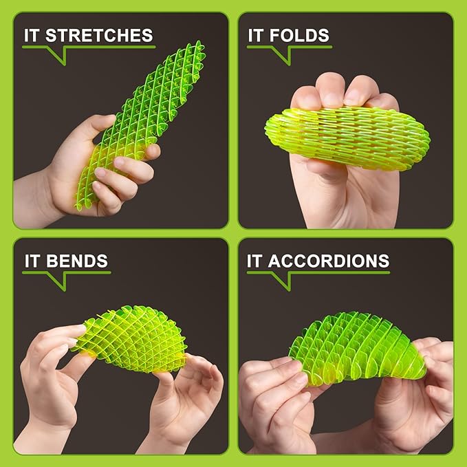 Fidget Worm Toy: Fidget Toys Adults |Fidgets for Kids, Adults | Desk Fidgets for Autism, Anxiety, Stress, ADHD | Calming Toys for Autistic Kids | Quiet Sensory Fidget Toys for Classroom(Green, Small)