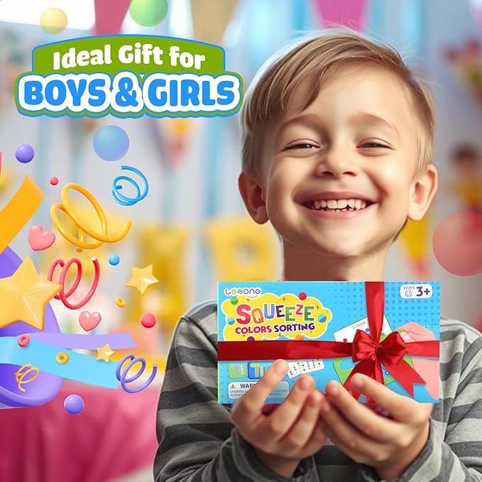 Squishy Sensory Fidget Toys for Kids: Quiet Fidgets for Toddlers Children Autism Calming, Anxiety Stress for Classroom Office Travel, Color Sorting Fine Motor Skills Montessori Toys for Proschool