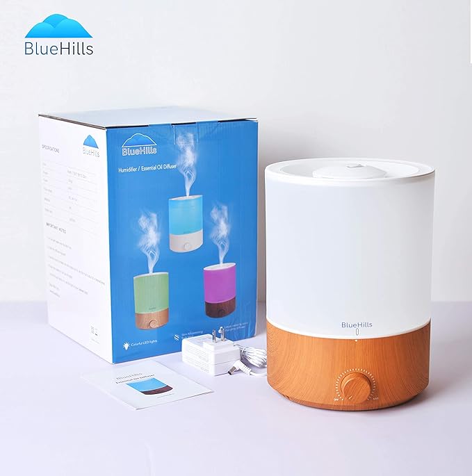 BlueHills Premium 4000 ML XL Essential Oil Diffusers - 70 Hour Run Aromatherapy Diffuser & Air Humidifier Mist for Large Room 7 LED Colors Oil Big Diffuser Essential Oils for Home w/Auto Shut Off E403