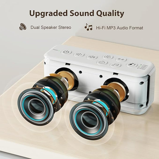 Raynic White Noise Machine, 42 Soothing Sounds Noise Machine, Rechargeable Battery Sound Machine with 8 Volumes, 5 Timers, Type-C Port, Headphone Jack for Baby, Adult, Home, Travel, Office