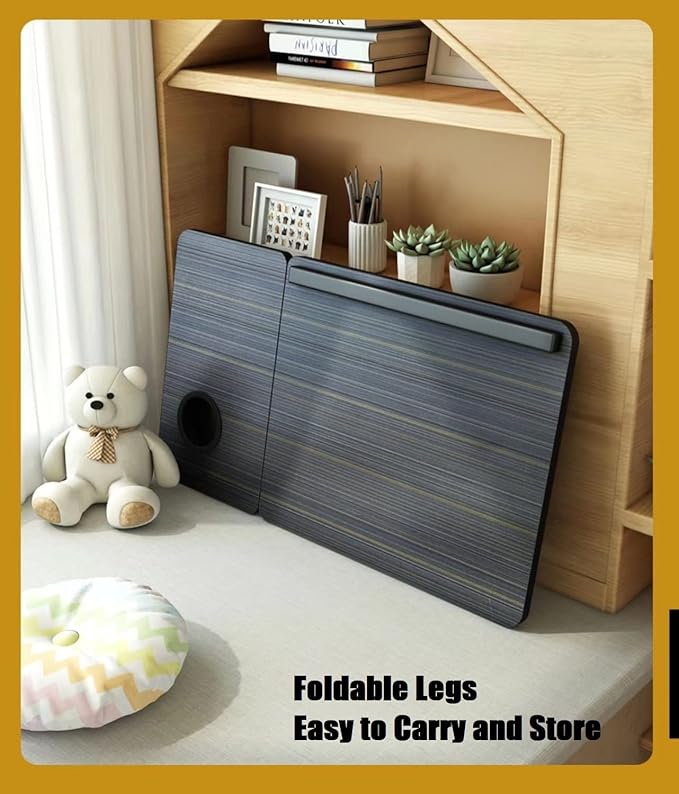 Laptop Desk for Bed Couch,Lap Desk for Laptop,Portable Laptop Stand for Desk,Small Adjustable Laptop Desk,Foldable Bed Table for Laptops and Writing, Bed Tray Table with Cup Holder(Black)