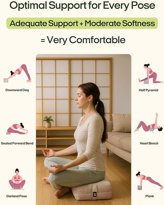 Zonli Yoga Bolster Pillow for Meditation & Restorative Yoga - Rectangular Support Cushion with Removable Cotton Cover & Carry Handle, 26"x11"x7"