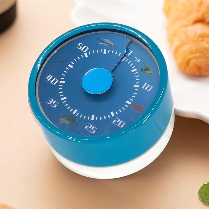 Kitchen Timer for Cooking, 2 PCS 60 Minute Visual Timer with Magnetic Base Mechanical Desk Timer for Home Kitchen Cooking Classroom Study Office Desk Use(Blue)