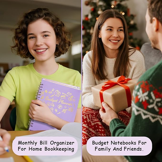 Budget Planner - B5(9.2x7'') Monthly Bill Organizer With Expense Tracker Notebook, Undated Financial Planner Budget Book To Take Control Of Your Money, Large Month Account Book With Pockets (C)