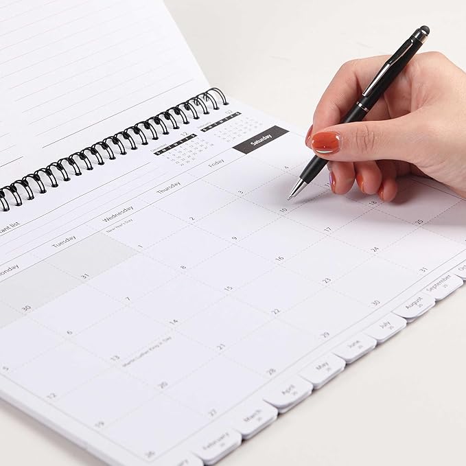 5-Year Calendar Planner, 2025-2029 Monthly Schedule Organizer Flip Calendar Diary with Tabs, Spiral Bound Top, Black, 8 ½” Wide x 11” Long