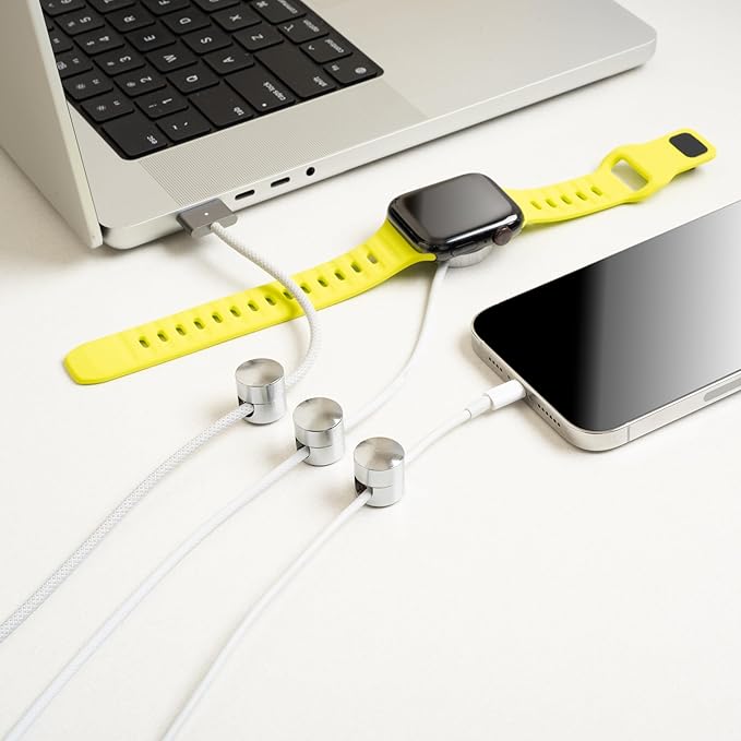 Cable Anchors for Desk Organization | Premium Aluminum Cord Organizers | Charger + Cable Management Clips for Home & Office | Stylish, Sturdy, & Functional | (3 Pack) (Silver)