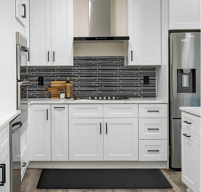 Anti Fatigue Kitchen Rugs Kitchen Mats for Floor,Cushioned Non-Slip Waterproof Ergonomic Comfort Runner Rug Standing Mat for Kitchen,Doing Dishes,Floor,Home,Office,Laundry,Black,17.3"x60"