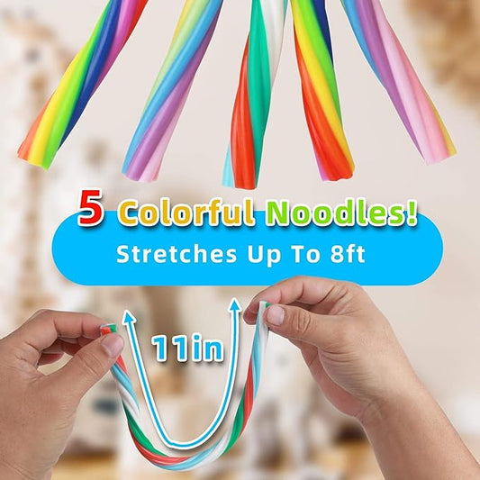 Stretchy String Fidget Toys for Kids – Calming Sensory Noodles for Anxiety, ADHD & Autism – 5-Pack Elastic Sensory Strings for Stress Relief, Focus & Fine Motor Skills