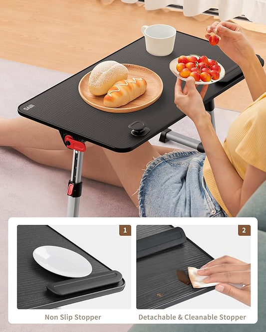 SAIJI Laptop Bed Tray Table, Adjustable Home Office Standing Desk Portable Lightweight Foldable Lap Desk for Sofa Couch Floor Working Studying Reading Writing Eating,Fit Up to 17" Laptop(Large,Black)